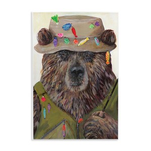 Stupell Industries Fisherman Outfit Brown Grizzly Bear Fishing Pole Wall Plaque Art - 1 of 4
