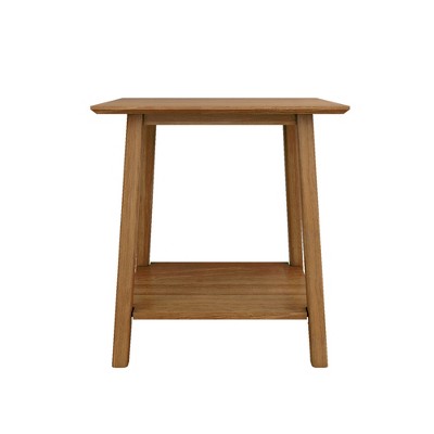 Max & Lily Pecan Mid-Century Modern Solid Wood Nightstand