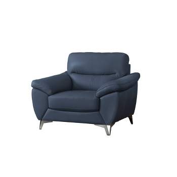 Valier Top Grain Leather Chair Blue - Abbyson Living