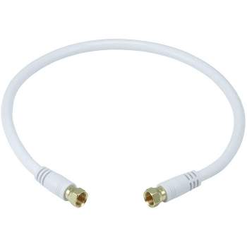 Monoprice Coaxial Cable - 1.5 Feet - White | 18AWG, 75Ohm, RG6 Quad Shield CL2 with F Type Connector