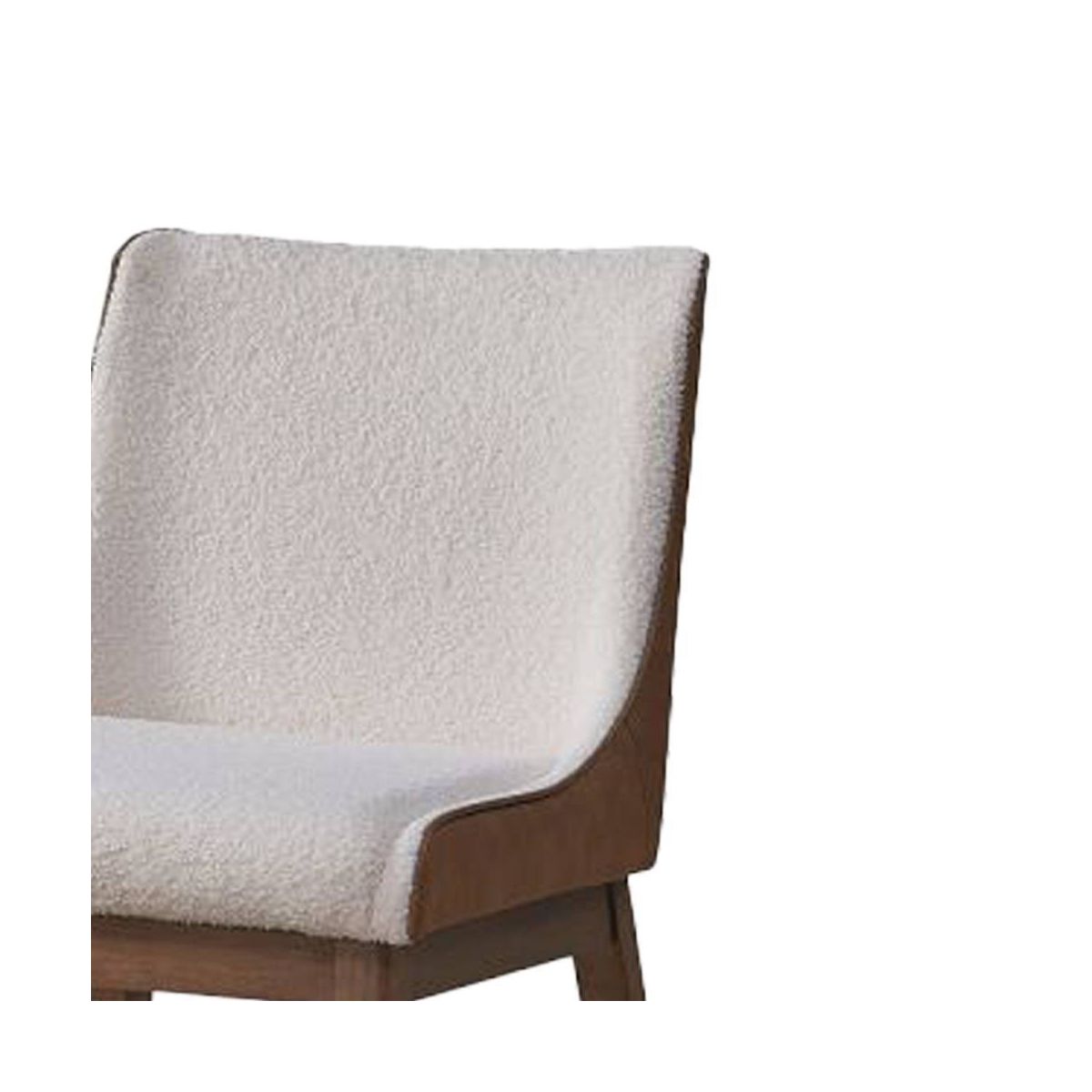 Acme Furniture 21.26" Ginny Dining Chair White Boucle, Brown Velvet & Walnut Finish : Transitional Style, Spot Clean - thumbnail 2