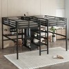 TIRAMISUBEST Twin Size Metal Loft Bed with Double Desk, Double Bed Frame with Charging Station, Wardrobe and Shelves - 2 of 4