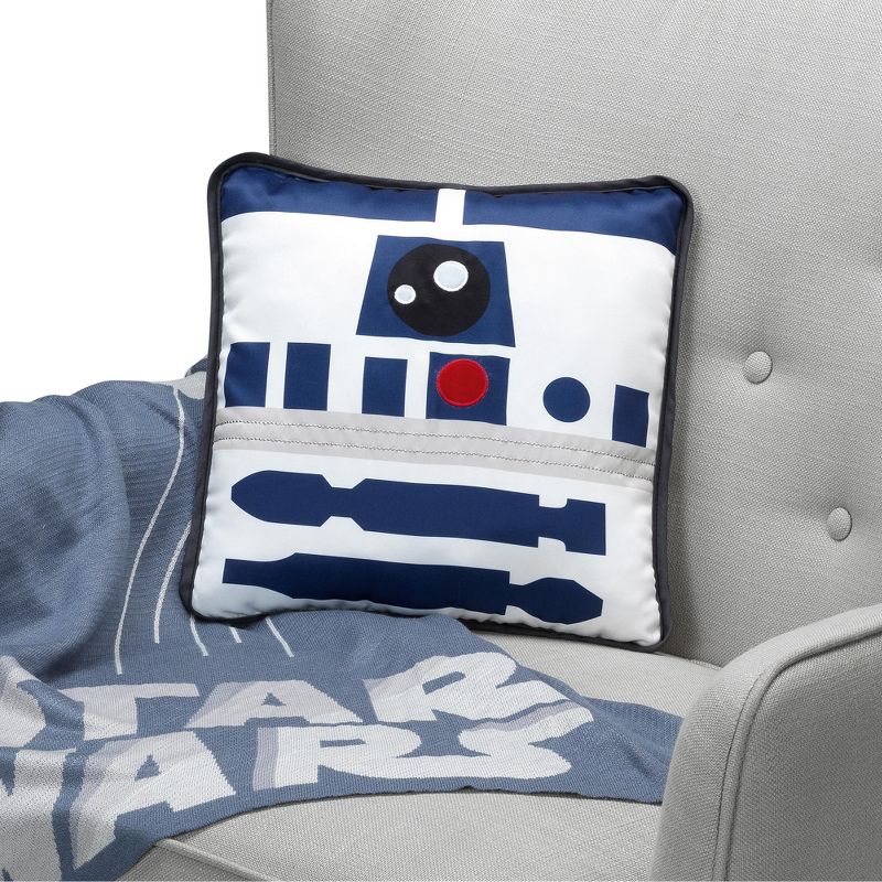 Lambs & Ivy Star Wars Signature R2D2 White/Blue Decorative Throw Pillow, 3 of 6