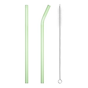 Unique Bargains Reusable Smooth Glass Straws with Cleaning Brush 2 Pcs - 1 of 4