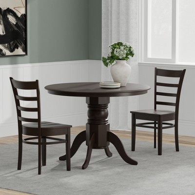 Glenwillow Home 42" Round Pedestal Dining Table + Slat Back Dining Chairs Dining Set