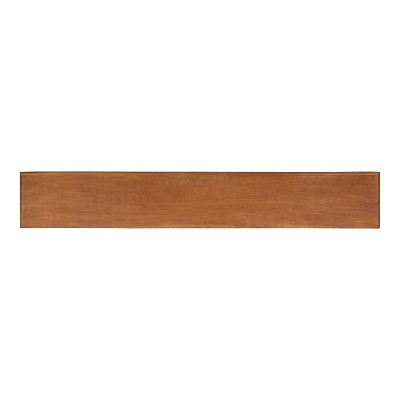 Walnut Brown 36" Floating Wood Shelf with Hooks