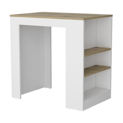 HomeRoots 36" Oak and White Wood Kitchen Island With Storage
