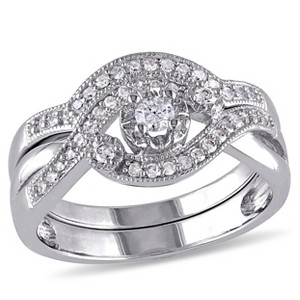 EVERLY JEWELRY | Sterling Silver 1/3 CT TW Diamond Crossover Bridal Set - 1 of 3