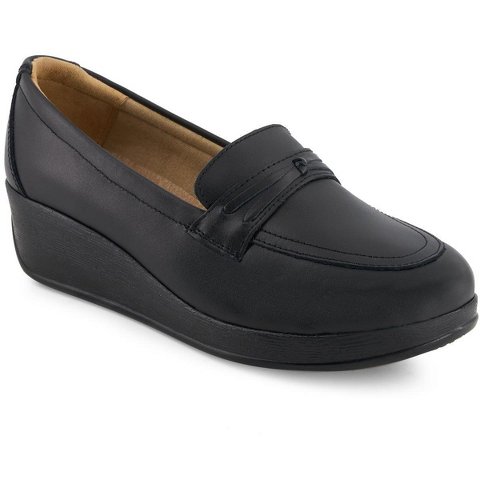 Женские туфли Andrea Women's Comfort Leather Platform Loafers 37639 Black 8