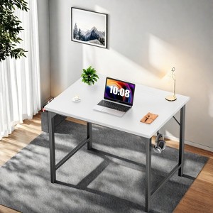Sevobal Desks Game Computer Desk With Metal Frame And Wooden Tabletop, Home Office Modern Simple Style PC Table, White, 40"*19.7"*29.8" - 1 of 4