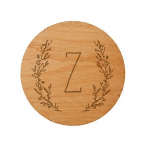 Personalization Mall Farmhouse Floral Personalized Initial Wood Coaster - 1 of 1