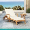 Outdoor Chaise Lounge Chair with Side Table Set,Adjustable Chaise Lounge Chair with Wheels and Cushion,Acacia Wood Foldable Patio Table-Cuddlewood - 2 of 4