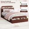Natural Wood Twin Bed for Kids, Low Platform Frame with Storage Headboard & Raised Footboard, Safe Sturdy Design,No Box Spring Needed,Red - 4 of 4
