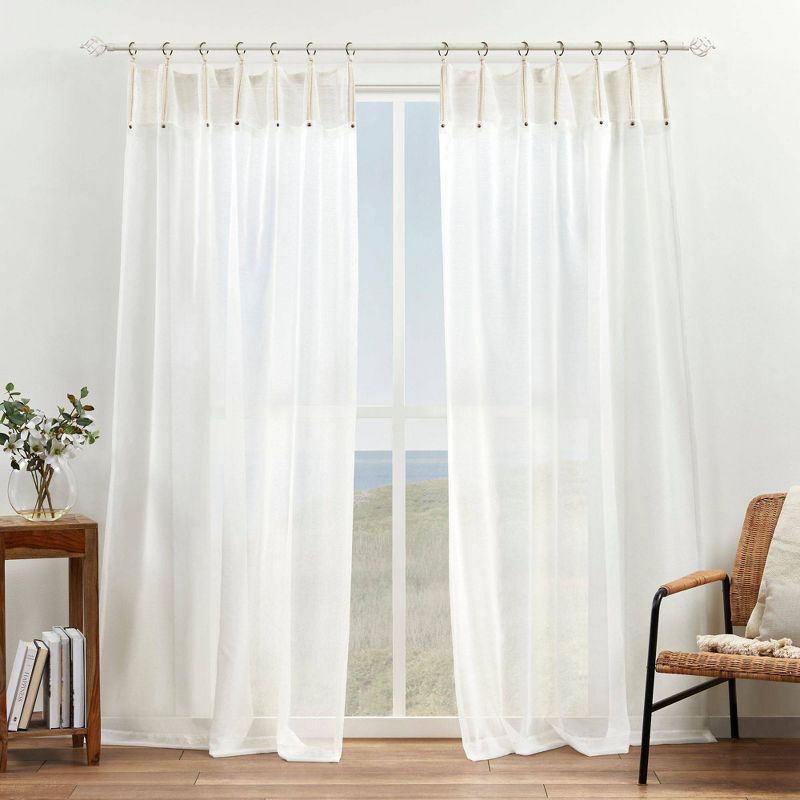 Set of 2 Hawkins Bronze Ring Top Sheer Curtain Panels Natural - Exclusive Home, 1 of 7