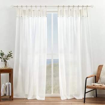 Set of 2 Hawkins Bronze Ring Top Sheer Curtain Panels Natural - Exclusive Home