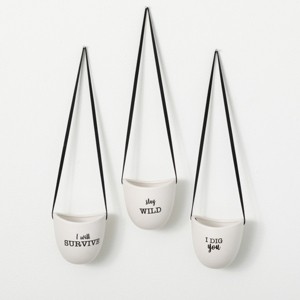 Sullivans Hanging Typography Planter Set of 3, 4.5"H White - 1 of 3
