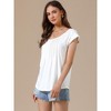 INSPIRE CHIC Women's Short Sleeve Pleated Front Dressy Round Neck Summer Casual Blouses - 4 of 4