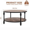 Round Coffee Table for Living Room Rustic Center Table with Storage Shelf - 2 of 4