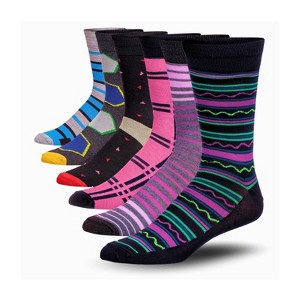 James Fiallo Men's 6 Pairs Casual Novelty Prismatic Spectrum Colorful Patterned Dress Socks - 1 of 4