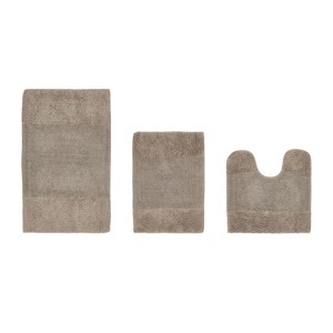 Granada 3 Piece Bath Rug Set 100% Premium Cotton Tufted Non-Slip Backing Bathmats for Bathroom, Super Soft Absorbent, Machine Washable - 1 of 4