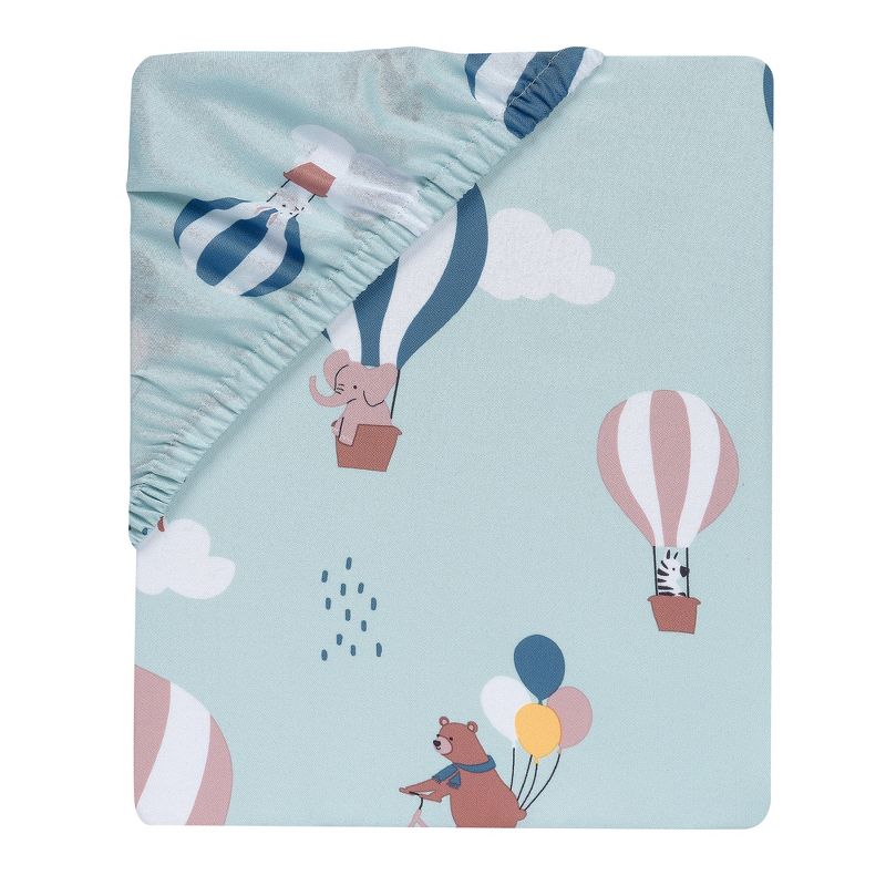 Bedtime Originals Up Up & Away Hot Air Balloon Animals Fitted Crib Sheet - Blue, 3 of 6