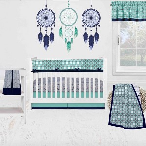 Bacati - Noah Mint Navy 6 pc Crib Bedding Set with Long Rail Guard Cover - 1 of 4