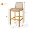 Tangkula Wicker Bar Stools Set of 2 Patio Chairs w/ Solid Wood Frame Ergonomic Footrest Light Brown - 3 of 4
