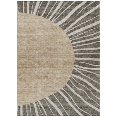 Chocolate Beige And Taupe Abstract Washable Indoor Outdoor Area Rug