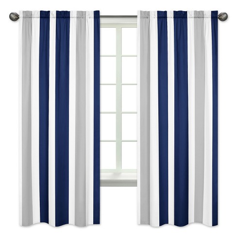 navy striped outdoor curtains