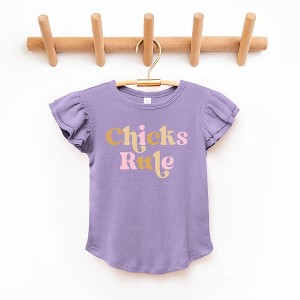 The Juniper Shop Chicks Rule Colorful Toddler Flutter Sleeve Tee - 1 of 2