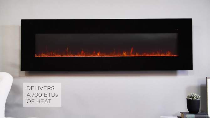 Real Flame 72&#34; Corretto Wall Hung Electric Fireplace Black, 2 of 11, play video