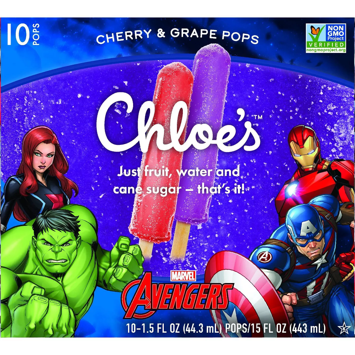 Chloe's Marvel Avenger's Cherry & Grape Frozen Fruit pops - 10ct/15oz - image 1 of 3