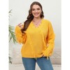 Coolmee Womens Plus Size Sweater Knitted Fringe V Neck Long Sleeve Sweatshirts Casual Loose Pullovers - 3 of 4