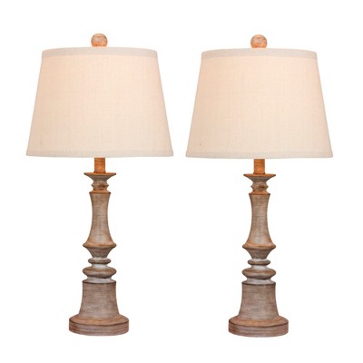 2pk Cottage Weathered Resin Table Lamps Gray  - Fangio Lighting