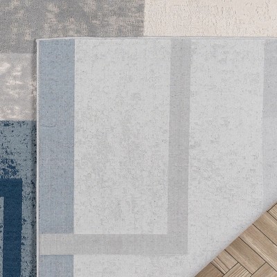 Ethan Blue and Gray Abstract Geometric 5' x 7' Area Rug