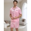 Lars Amadeus Men's Short Sleeves Top and Pants Solid Color Satin Pajama Sets 2 Pack - 2 of 4