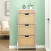 Natural Rattan  Shoe Cabinet Organizer Freestanding - 3 of 4