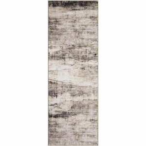 2'x6'Washable Area Rug with Anti-Slip Backing, Low Pile Modern Farmhouse Throw Rug Non-Shedding for Bedroom Dining Room Playroom,Brown - 1 of 4