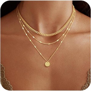 14K Gold Plated Layered Necklace Set - 5 Styles: Cuban/Snake/Paperclip/Twisted Chain - 1 of 4