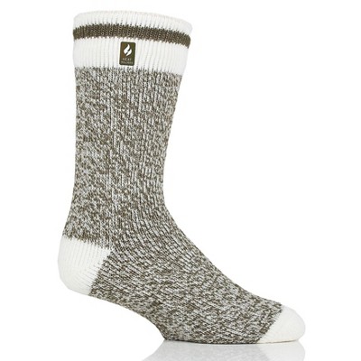 Heat Holders® Men's Jeffrey Original™ Cream Block Twist Crew Socks