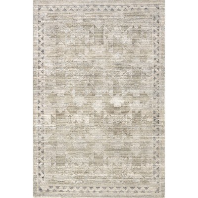 Aine Beige Geometric Machine Washable Indoor/Outdoor Rug