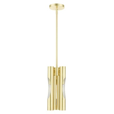 Acra Satin Brass 3-Light Pendant Chandelier with Hand-Welded Shade