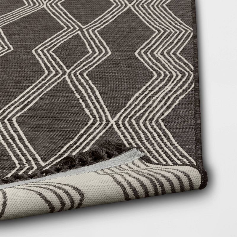 Modern Diamond Tapestry Rectangular Woven Outdoor Rug Charcoal Gray - Threshold™, 5 of 6