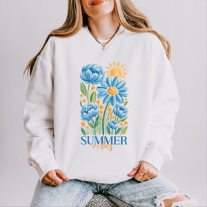 Simply Sage Market Summer Vibes Blue Flowers Lightweight Garment Dyed Sweatshirt - 1 of 4