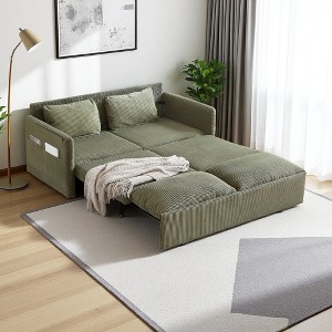 64.5" Corduroy Sleeper Sofa Bed with Pullout Bed - 1 of 4