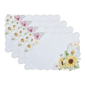 Sunflower and Daisies Placemats, Set of 4 - Multicolor - 13x19 - Elrene Home Fashions - 1 of 4