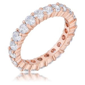 Slickblue Rose Goldtone Eternity Band for Women – Round Cubic Zirconia Ring, 2.4 Carat, Size 5- 10 - 1 of 4