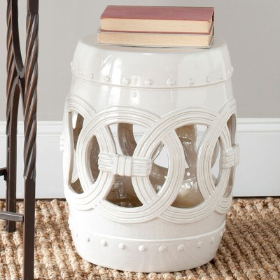 Antique White Ceramic Double Coin Accent Table
