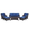 Gymojoy 6 Piece Outdoor Wicker Sofa with Patio Chairs with Coffee Table and Ottoman Sets - 2 of 4