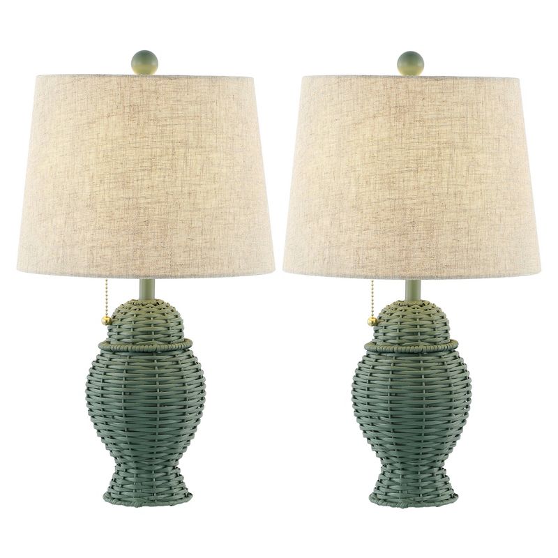 Set of 2 20.5" Margie Wicker Bohemian Rustic Iron Table Lamps (Includes LED Light Bulb) - JONATHAN Y, 1 of 10